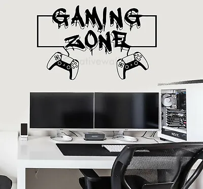 £7.50 • Buy Gaming Zone Wall Stickers Vinyl Gaming Wall Stickers Decals Ps5 Xb Ps4 Game Art