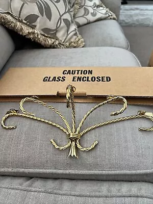 Vintage Home Interior 14 Inch Brass Rope Shelf With Glass • $14.99