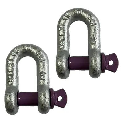 2x Lifting Shackle WLL 2 Ton Galvanised Screw Pin Tested Alloy Dee Shackles • £5.49
