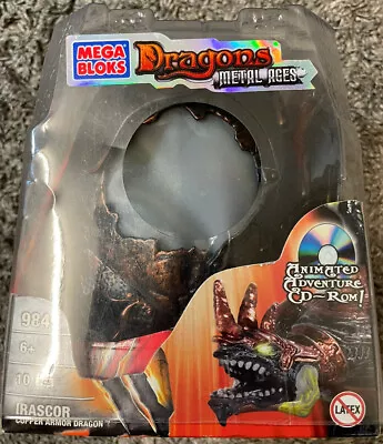 MEGA BLOKS 2005 Dragons Metal Ages Copper Armor Irascor 9848 Boxed Complete Rare • £30