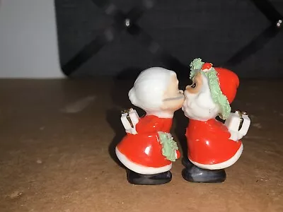 VTG Napco Kissing Santa Claus & Mrs Claus With Presents Bone China Figurines • $35