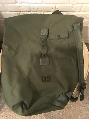 US Army Military Heavy Duty Nylon Duffle Bag Rucksack Backpack Green Vintage • $29.99