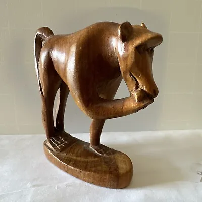 Wood Carved Baboon Vintage 3.3” Figurine Knickknack Decoration • $15