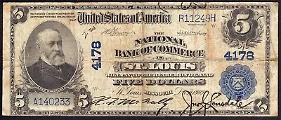 1902 $5 National Bank Note Currency St. Louis Missouri Circulated Very Fine • $169.99