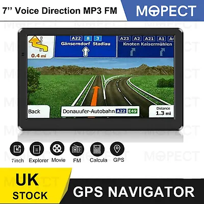 Touch Screen 7  Car Truck Sat Nav GPS Navigation 8GB Free Lifetime UK/EU Maps FM • £42.98