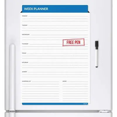 Blue WEEKLY PLANNER Fridge Board Magnetic Notice Memo & Whiteboard Pen Large A3 • £7.99