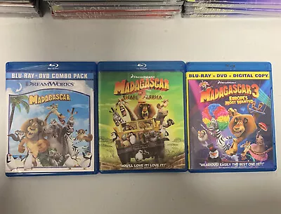 Madagascar 1 2 3 Blu-ray & DVD Lot Escape 2 Africa Europe's Most Wanted Trilogy • $14.99