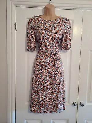 Orange & Blue Jersey Feel Summer Dress Size 10 By Marks & Spencer • £15.99