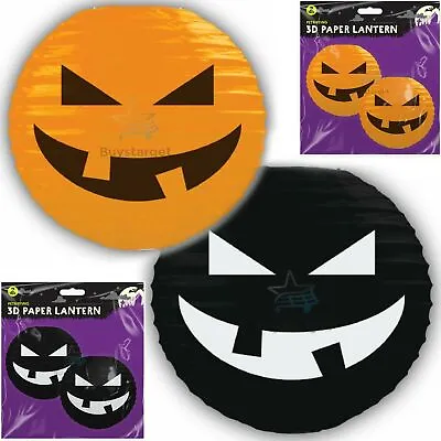 🔥 2X 3D Halloween Paper Lantern Creepy Pumpkin Face Hanging Decoration Party UK • £2.45