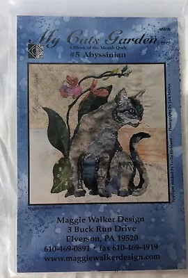 MAGGIE WALKER MY CATS GARDEN #5 Abyssinian Orchid BOM Quilt Pattern Blue • $14