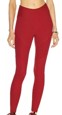 NWT YEAR OF OURS Ribbed Chevron Leggings Deep Red Size M • $58.49