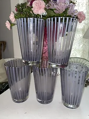 Murano Striped Colored Glass Set Of  5 Glasses. • $50