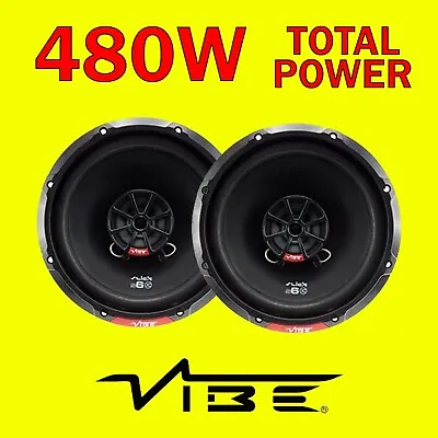 VIBE SLICK 6-V7 6.5  16.5cm 2 Way Coaxial Car Door Speakers 480W With Grills • £49.95