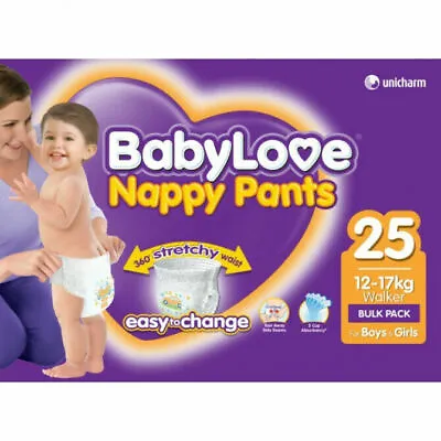 $27.48 • Buy Babylove Nappy Pants Walker 12-17kg - 25 Pack 360 Stretchy Nappy Pants