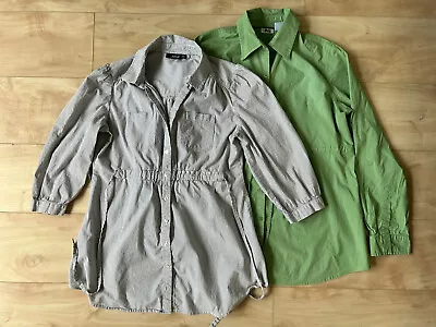 Maternity Pregnancy Shirt LOT OF 2 Medium 8 Work Clothes Ana In Due Time Green • $14.99