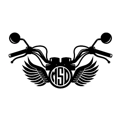 Motorcycle With Wings Monogram Vinyl Car Decal - Custom | Personalized | Biker | • $6