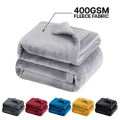 Large Plush Fleece Throw Super Soft Reversible Twin Queen Size Sofa Bed Blankets • $17.84