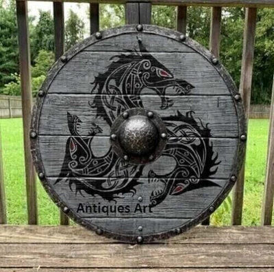 £94.55 • Buy 24  Viking Shield Battle-Ready Wooden Shield Heavy Metal Fittings Handmade Gift