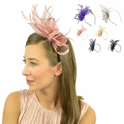 £14.99 • Buy Feather Sinamay Curl Hair Headband Fascinator Lady Day Wedding Royal Ascot Races