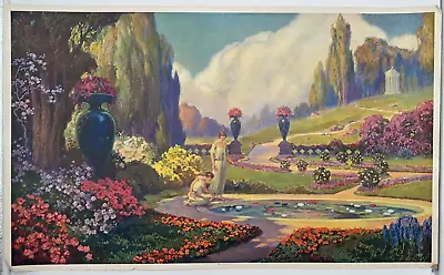 Rare Vintage Max Gundlach Unframed 18x30 Art Nouveau Print Romantic Garden • $59.99