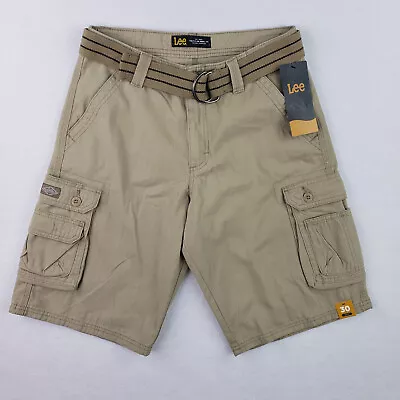 Mens LEE Tan Cargo Shorts Size 30 With Belt Lots Of Pockets NWT • $14