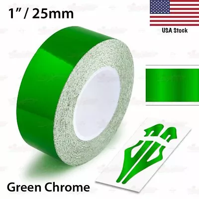 GREEN CHROME 1  PIN STRIPE Car Model Motorcycle Decal TAPE Vinyl Sticker 25mm • $10.95