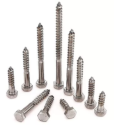 £2.80 • Buy M6,m8,m10,m12 A2 STAINLESS STEEL COACH SCREWS HEX HEAD LAG BOLTS WOOD SCREW 