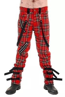 Tiger Of London Mens Punk Rock Strap Bondage Tartan Pants. • £39.99