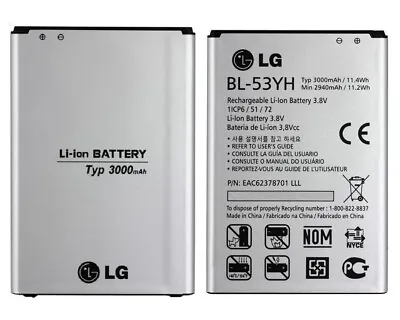 Original LG BL-53YH Battery For LG Optimus G3 D855 Phone Accu Battery New • £10.28