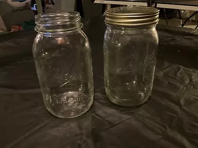 Lot 2 Vintage Ball Mason Jars 32 Oz USA Widemouth Clear • $9.99