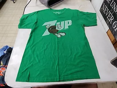 Savvy 7Up Pop Soda Short Sleeve T-Shirt Green Cotton Polyester Men's Sz Medium • $15.29