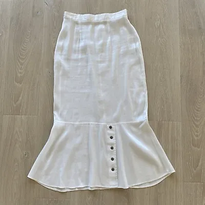 New Frontier Western Button Rodeo Skirt Vintage Mermaid Style Zipper Sz L White • $22.49