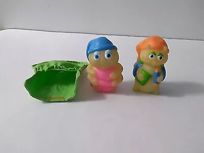  Vintage 1986 Glow Bugs Worms Vinyl Playskool Bookbug & Snugbug Finger Puppets  • $10.99