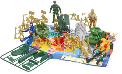 Playset Military Army Figures Guns Bunker Aircraft Tanks Plane Toy Gift Children • £10.98