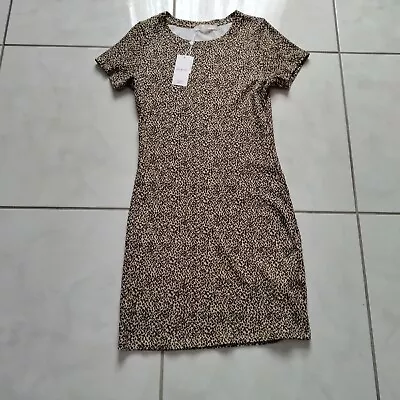 Supre Women Dress Mini Short Sleeve Size L Brown Black Animal Print  • $7.65