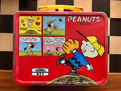 Vintage Thermos Brand PEANUTS By Schulz Metal Lunch Box (No Thermos) USED • $30