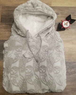 $16.31 • Buy Vera Bradley Pajamas Hoodie Top NIGHT OWLS Gray Fleece Women (M) Sherpa Soft