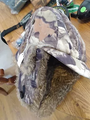 Camo Mad Bomber Hat Real Rabbit Fur • $9