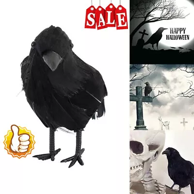 1/3/5pcs Halloween Feathered Crow Bird Realistic Raven Toy Props Decoration • £1.79