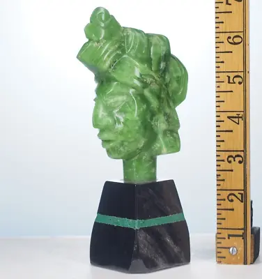 Vintage Carved Solid Green Stone South American Aztec Mayan God Figurine Statue • $129