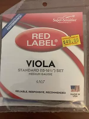 Super Sensitive Red Label (4107) Viola Strings - Standard 15-16.5 Set • $23.99