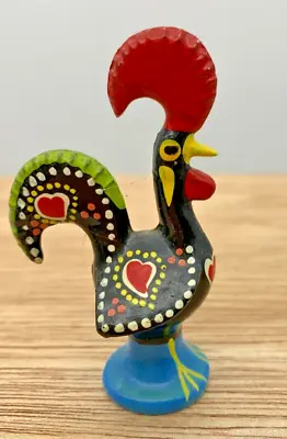 Hand Painted Metal Miniature LUCKY ROOSTER VTG 1988 Portugal Folk Art Portuguese • $12