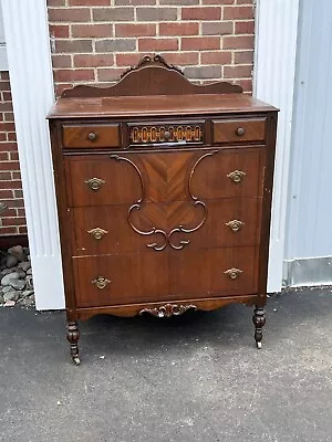 Late Victorian Lenoir Furniture Co.  6 Drawer Oak Dresser High Boy Casters 44.5” • $196