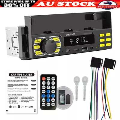 Single 1 DIN Car Stereo Player AM FM Radio Head Unit Bluetooth AUX USB Charger • $35.50