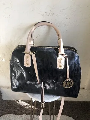 Nwt Michael Michael Kors Mk Signature Large Satchel Mirror Metallic $348 • $237.45