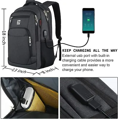 Laptop Backpack 15.6 Inch Bags USB Charging Port Anti-Theft Travel Bag Business • $128.79