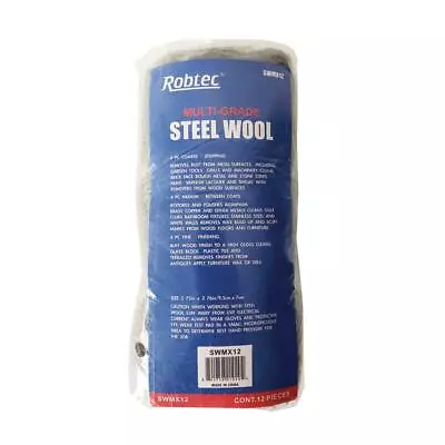 Robtec Assorted Grade Fine Medium Coarse Steel Wool Pads (12-Pack) • $9.95