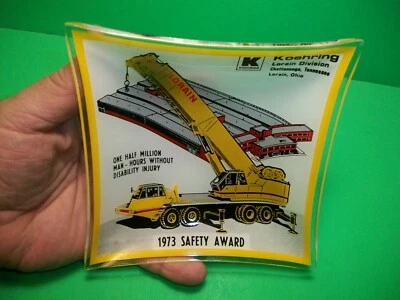 $18.99 • Buy 1973 Koehring (Lorain Division) ~ Safety Award ~ Glass 3D Ashtray ~ 6  X 6 