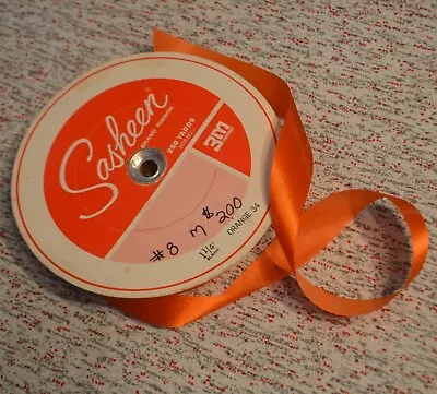 Vintage 3M Sasheen 1 1/4  Wide Orange #34 Ribbon 250 Yd Roll For S-72 Bow Maker • $39.95