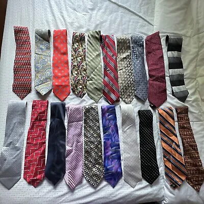 Lot Of 20 Mens Neckties - Various Mixture Of Styles Colors & Brands • $22.69